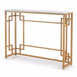 Table console - Design - Faux marbre - Cadre en métal doré - Dimensions 110x30x81 cm - Kit anti-basculement