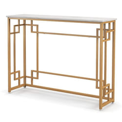 Table console - Design - Faux marbre - Cadre en métal doré - Dimensions 110x30x81 cm - Kit anti-basculement