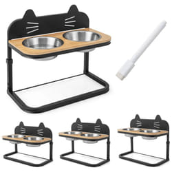Helloshop26 - Gamelle chat chien surélevée hauteur réglable bols double en inox marqueur porte-gamelles pour chiots cadre en métal