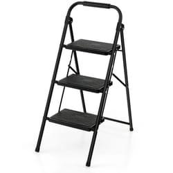 Helloshop26 - Marchepied 3 marches pliant largie cadre métallique lourd pédale antidérapante 64 x 39 x 90 cm capacité 150 kg noir