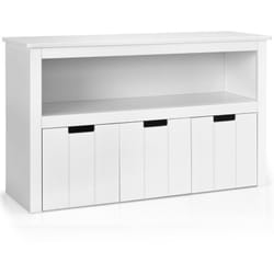 Helloshop26 - Meuble de rangement armoire de rangement avec 3 tiroirs compartiments ouvert et poignées incurvées 101 x 33 x 62 cm blanc