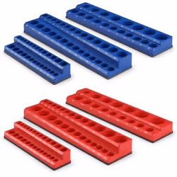 Caractéristiques : 3 porte-douilles magnétiques SAE en rouge (1/4", 3/8" et 1/2") Taille 1/4" : 1/8", 5/32", 3/16", 7/32", 1/ ...