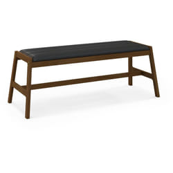 Banc de salle à manger en bois massif 127 cm banc de table rembourré banc avec siège rembourré en simili cuir cadre en bois d'hévéa noyer + noir