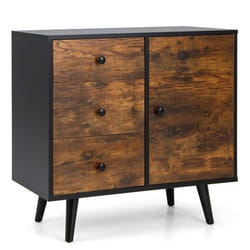 Buffet bas - Indus - 3 tiroirs - Armoire à portes - Étagère réglable - Style vintage