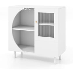 Buffet de cuisine avec porte-verres buffet en bois avec portes en verre trempé armoire d'appoint meuble de rangement autoportant blanc