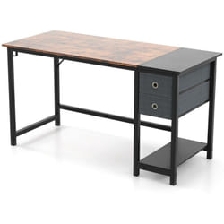 Helloshop26 - Bureau de 140 cm poste de travail informatique moderne avec 2 tiroirs crochet de suspension étagère de rangement 140 x 60 x 75 cm