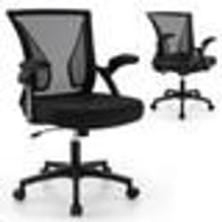 Chaise de bureau ergonomique chaise de travail pivotante reglable avec accoudoirs rabattables dossier a bascule a 30° no