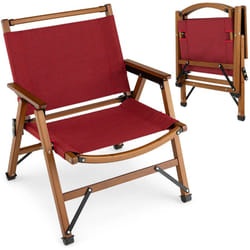 Helloshop26 - Chaise de camping pliante charge 150 kg avec cadre en bambou massif chaise pliante d'extérieur avec accoudoirs hauteur d'assise 34cm