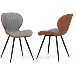 Ensemble de 2 chaises de salle à manger sans accoudoirs avec dossier courbé confortable pour salon cuisine chambre gris
