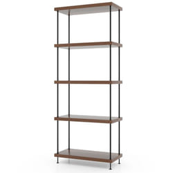 Helloshop26 - Etagère à 5 niveaux bibliothèque autoportante avec cadre en métal étagère de rangement de style industriel finition grain de bois noyer