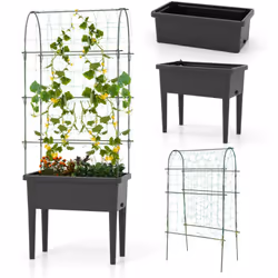 Caractéristiques : Polyvalent comme lit de jardin surélevé avec treillis, treillis grimpant en forme de ‘U’, jardinière surél ...
