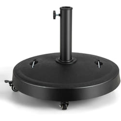 Helloshop26 - Pied de parasol sur roulettes diamètre 52cm socle parasol extérieur en résine avec 2 poignées rétractables 4 roue verrouillables pour