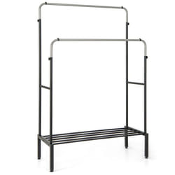 Portant à vêtements - Métal - Réglable - Noir et Argent - 2 barres - Capacité 15 kg par barre