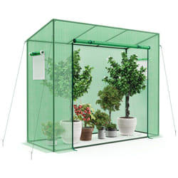 Serre de jardin avec housse mini & cadre en métal porte à fermeture eclair enroulable fenêtres à moustiquaire double couche 200 x 77 x 169 cm