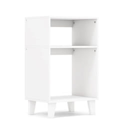 Table dappoint - HELLOSHOP26 - 3 niveaux - Blanc - Panneau dingénierie - Pieds en bois surélevés