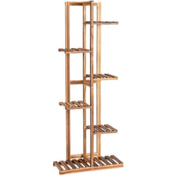 Helloshop26 - tagère pour fleurs en bambou 6 niveaux autoportante 7 pots avec dispositif anti-basculement intérieur extérieur marron