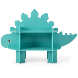Helloshop26 - tagère à livres à 2 niveaux en forme dinosaure avec 6 étagères ouvertes bibliothèque avec dispositif anti-basculement pour 3-12 ans vert