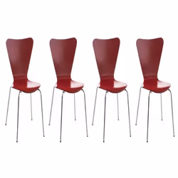 Chaises de séjour - Décoshop26 - CDS10106 - Lot de 4 - Bois rouge - Métal chromé - Design moderne