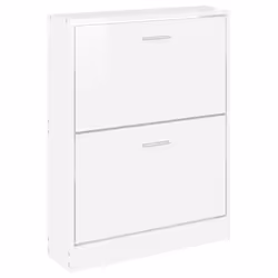 Armoire à chaussures - Non spécifié - 59 x 17 x 81 cm - Bois dingénierie - Blanc brillant - 2 tiroirs