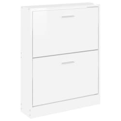 Armoire à chaussures - Non spécifié - 59 x 17 x 81 cm - Bois dingénierie - Blanc brillant - 2 tiroirs