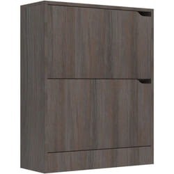 Helloshop26 - Armoire à chaussures range chaussures rangement meuble entrée couloir salon 2 portes sonoma bois ingénierie gris