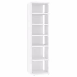 Armoire à chaussures - Blanc - 6 étagères - Bois dingénierie - Meuble dentrée - Design contemporain