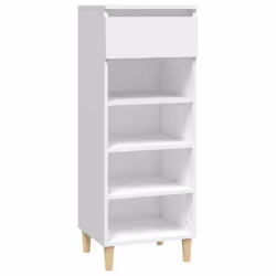 Armoire à chaussures - Blanc - 40 x 36 x 105 cm - Bois dingénierie - 4 étagères - 1 tiroir