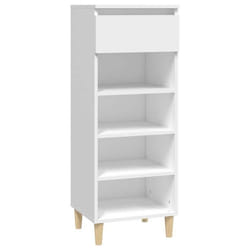 Armoire à chaussures - Blanc - 40 x 36 x 105 cm - Bois dingénierie - 4 étagères - 1 tiroir