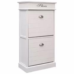 Armoire à chaussures - Non spécifié - 50 x 28 x 98 cm - Bois de Paulownia - Blanc - 2 compartiments inclinables