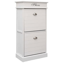 Armoire à chaussures - Non spécifié - 50 x 28 x 98 cm - Bois de Paulownia - Blanc - 2 compartiments inclinables