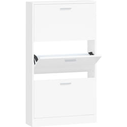Armoire à chaussures range chaussures rangement meuble entrée couloir salon 59 x 17 x 108 cm bois d'ingénierie blanc
