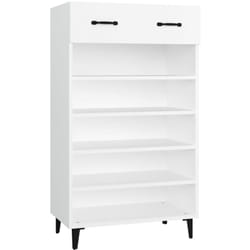 Helloshop26 - Armoire à chaussures range chaussures rangement meuble entrée couloir salon 60 x 35 x 105 cm bois d'ingénierie blanc