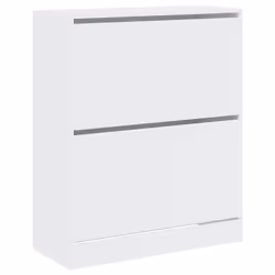 Armoire à chaussures - Blanc - 80 x 34 x 965 cm - Bois dingénierie - 2 tiroirs - Design contemporain