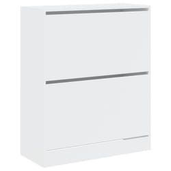 Armoire à chaussures - Blanc - 80 x 34 x 965 cm - Bois dingénierie - 2 tiroirs - Design contemporain