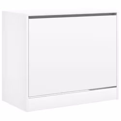 Armoire à chaussures - Blanc - 80 x 42 x 69 cm - Bois dingénierie - 1 tiroir - Meuble dentrée