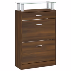 Armoire à chaussures - Non spécifié - 63 x 24 x 104 cm - Bois dingénierie - 3 tiroirs - Marron