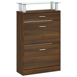 Armoire à chaussures - Non spécifié - 63 x 24 x 104 cm - Bois dingénierie - 3 tiroirs - Marron