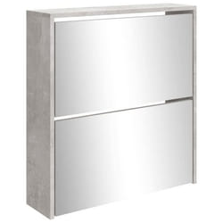 Armoire à chaussures - Non spécifié - 2 niveaux - Gris béton - Bois dingénierie - Design contemporain