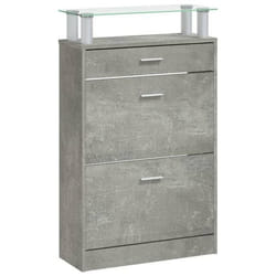 Armoire à chaussures - Non spécifié - 63 x 24 x 104 cm - Bois dingénierie - 3 tiroirs - Gris béton