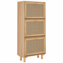 Armoire à chaussures - Bru - 3 tiroirs - Bois dingénierie - Design scandinave - Marron