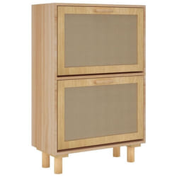 Armoire à chaussures - Scandinave - 2 tiroirs - Bois dingénierie - Rotin naturel - Marron