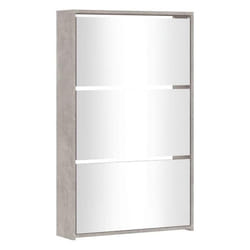 Armoire à chaussures - Non spécifié - 3 niveaux - Gris béton - Bois dingénierie - Design contemporain