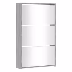 Armoire à chaussures - HELLOSHOP26 - 3 niveaux - Bois dingénierie - Miroir - Couleur sonoma gris