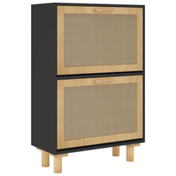 Armoire à chaussures - Noir - 2 tiroirs - Bois dingénierie - Design scandinave - 52 x 25 x 80 cm