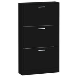 Armoire à chaussures - Noir - 3 tiroirs - Bois dingénierie - Design moderne - 59 x 17 x 108 cm