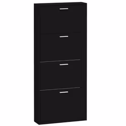 Armoire à chaussures - Non spécifié - 4 tiroirs - Bois dingénierie - Noir - 59 x 17 x 150 cm