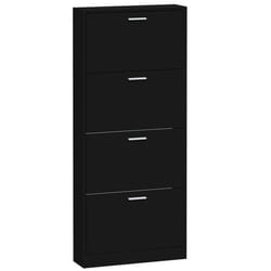 Armoire à chaussures - Non spécifié - 4 tiroirs - Bois dingénierie - Noir - 59 x 17 x 150 cm