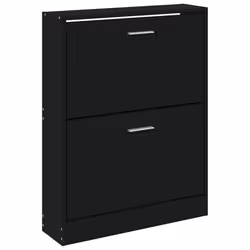 Armoire à chaussures - Non spécifié - 2 tiroirs - Bois dingénierie - Noir - 59 x 17 x 81 cm