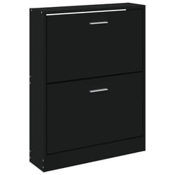 Armoire à chaussures - Non spécifié - 2 tiroirs - Bois dingénierie - Noir - 59 x 17 x 81 cm