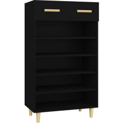 Armoire à chaussures range chaussures rangement meuble entrée couloir salon 60 x 35 x 105 cm bois d'ingénierie noir